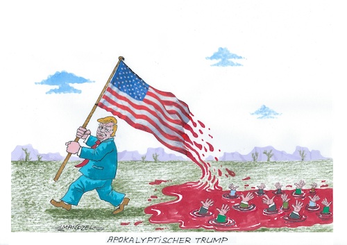 Cartoon: Trump ängstigt die Wähler (medium) by mandzel tagged trump,usa,wahl,apokalypse,drohung,trump,usa,wahl,apokalypse,drohung