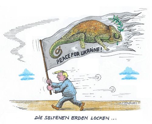 Cartoon: Trump wittert einen guten Deal (medium) by mandzel tagged trump,selenskyj,putin,russland,krieg,ukraine,rohstoffe,trump,selenskyj,putin,russland,krieg,ukraine,rohstoffe