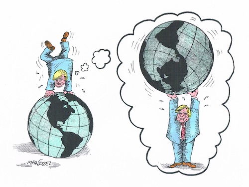 Cartoon: Trumps Sichtweise (medium) by mandzel tagged usa,trump,präsidentenwechsel,wahlen,demokratie,weltsicht,usa,trump,präsidentenwechsel,wahlen,demokratie,weltsicht