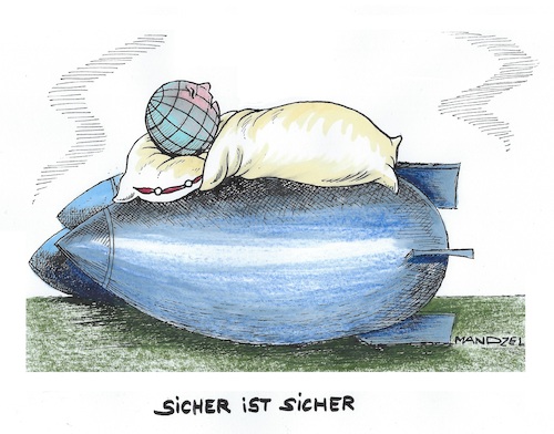 Cartoon: Vertrauen in die Bombe (medium) by mandzel tagged militär,welt,bomben,verteidigung,kriege,aufrüstung,militär,welt,bomben,verteidigung,kriege,aufrüstung