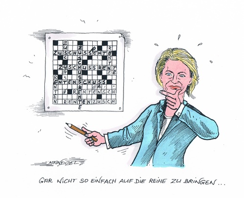 Cartoon: von der Leyens Zuschussrente (medium) by mandzel tagged von,der,leyen,zuschussrente,kreuzworträtsel,nicht,auf,die,reihe,zu,bringen,von,der,leyen,zuschussrente,kreuzworträtsel,nicht,auf,die,reihe,zu,bringen