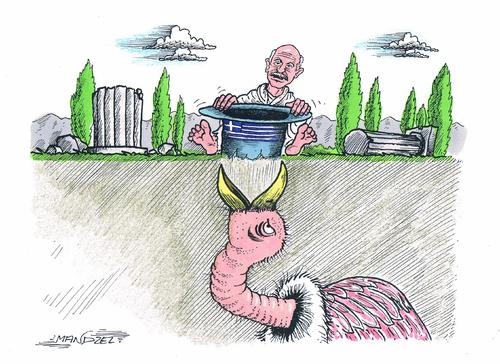 Cartoon: Weggeworfenes Geld (medium) by mandzel tagged geier,hut,euro,pappandreou,griechenland,geldvernichtung