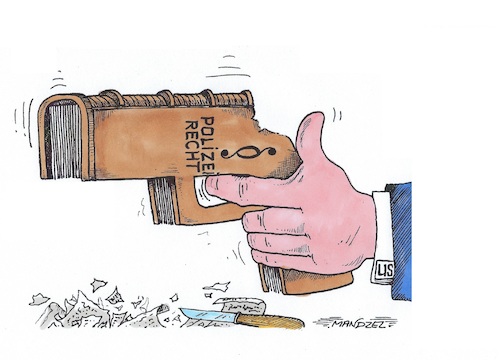 Cartoon: Zurechtgeschnitzt (medium) by mandzel tagged trump,unruhen,usa,rassenhass,demonstrationen,polizeigewalt,trump,unruhen,usa,rassenhass,demonstrationen,polizeigewalt