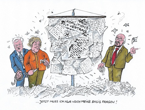 Cartoon: Zustimmung ungewiss (medium) by mandzel tagged spd,csu,cdu,merkel,schulz,regierungsbildung,befragung,deutschland,jusos,spd,csu,cdu,merkel,schulz,regierungsbildung,befragung,deutschland,jusos