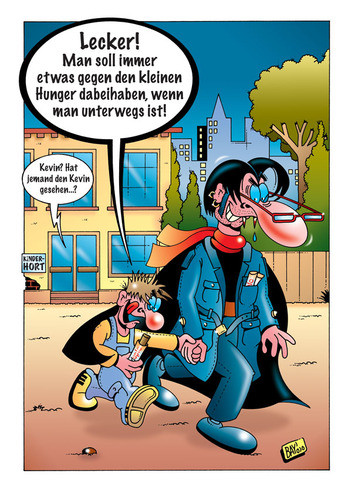 Cartoon: Der kleine Hunger (medium) by stefanbayer tagged stefan,bayer,stefanbayer,kevin,kinder,kids,kindergarten,kinderhort,mitnehmen,anlocken,schokoriegel,schokolade,lockmittel,hunger,kleinerhunger,vampir,vampyr,blutsauger,blut,saugen,trinken,nachtgestalten,nachtwesen,vampirzähne,fledermaus,wegzehrung,moderner