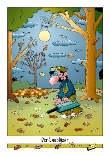 Cartoon: Der Laubläser (medium) by stefanbayer tagged laub,laubbläser,laubläser,herbst,blätter,garten,gartengeräte,gartenpflege,flip,stefanbayer,bay,gärtner,lautstärke,technik
