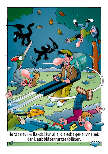 Cartoon: Laubbläser (medium) by stefanbayer tagged laub,laubbläser,laubbläsernutzer,garten,herbst,gartengeräte,gartenarbeit,lautstärke,rücksicht,genervt,technik,gesellschaft