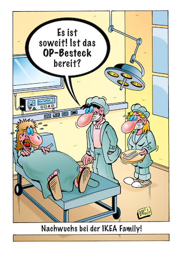 Cartoon: Nachwuchs... (medium) by stefanbayer tagged ikea,ikeafamily,geburt,nachwuchs,kreissaal,krankenhaus,wehen,opbesteck,op,schwester,arzt,doktor,mutter,bay,stefanbayer