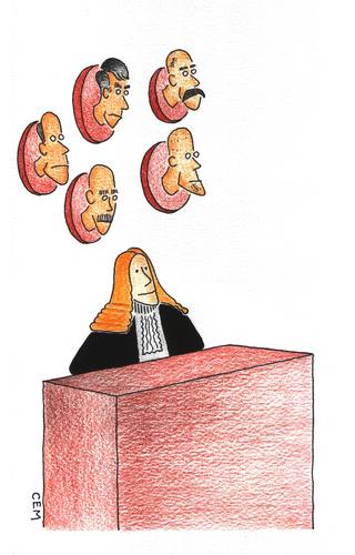 Cartoon: judge (medium) by cemkoc tagged jurist,juridical,rights,judgeship,magistrate,mirror,court,justice,law,judgement,judge,cem,koc
