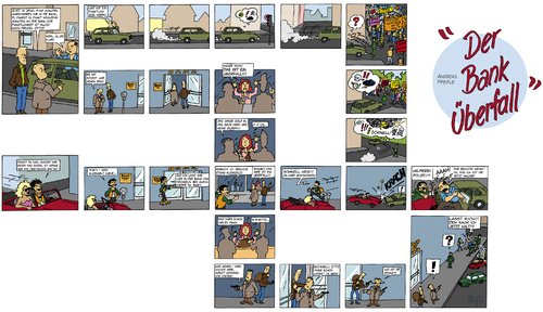 Cartoon: Banküberfall in 2D (medium) by Andreas Pfeifle tagged banküberfall,comic,2d,handlungsebenen