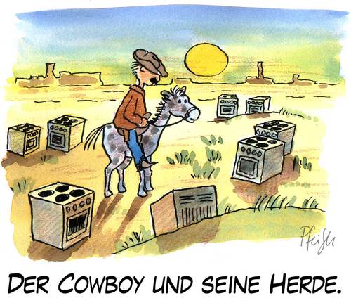 Cartoon: Der Cowboy (medium) by Andreas Pfeifle tagged cowboy,herde