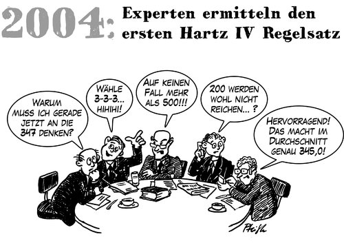 Cartoon: Hartz-4-Regelsatzermittlung (medium) by Andreas Pfeifle tagged hartz4,hartz,iv,regelsatz,experten