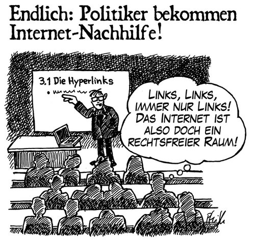 Cartoon: Internetnachhilfe (medium) by Andreas Pfeifle tagged politiker,internet,nachhilfe,links,rechtsfreier,raum