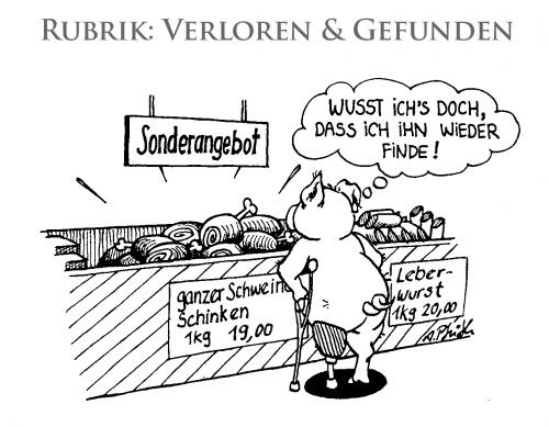 Cartoon: Verloren und Gefunden (medium) by Andreas Pfeifle tagged verloren,gefunden,schwein,schinken