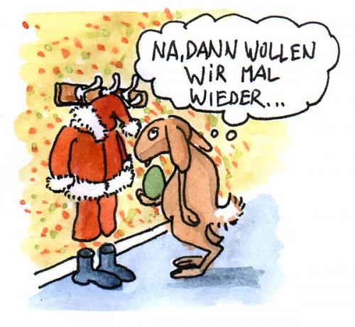 Cartoon: Weihnachtshasi (medium) by Andreas Pfeifle tagged weihnachten,ostern,hase,weihnachtsmann,enthüllung,sensation