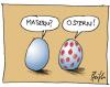 Cartoon: Eier im Gespräch (small) by Andreas Pfeifle tagged eier,gespräch,masern,ostern