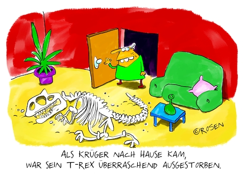 Cartoon: T-Rex (medium) by Holga Rosen tagged dinosaurier,dinosaurier,skelett,ausgestorben,trex,sofa,wohnung