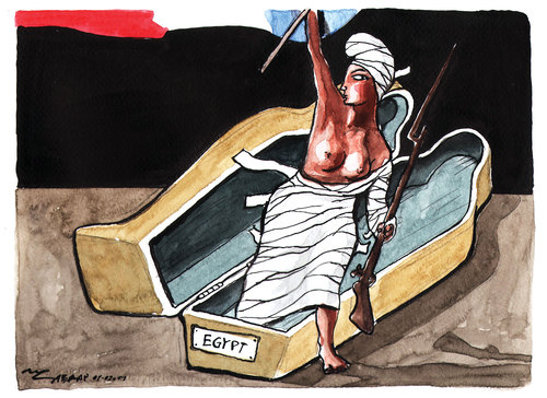 Cartoon: Liberty leading people (medium) by Tchavdar tagged egypt,rebel,revolution,delacroix,liberty,people