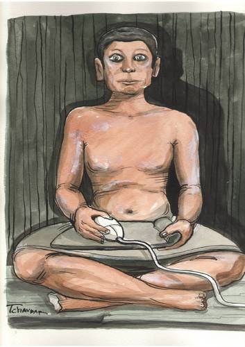 Cartoon: Seated scribe (medium) by Tchavdar tagged scribe,egypt,statue,sculpture