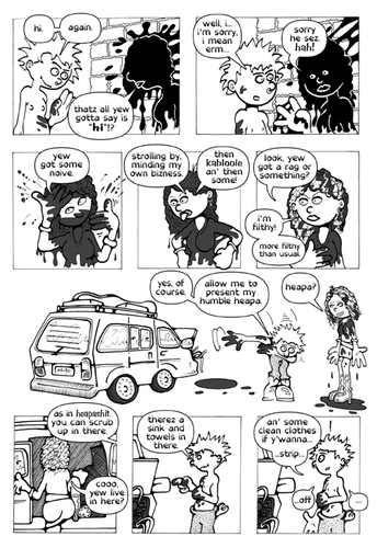 Cartoon: Wild Strawberries by Bee Bop (medium) by gothink tagged comic,strip,cartoon,romance,supernatural,psychopomp,boy,meets,girl,love,goth,ink,punk,wild,strawberries,robert,graves,bee,bop