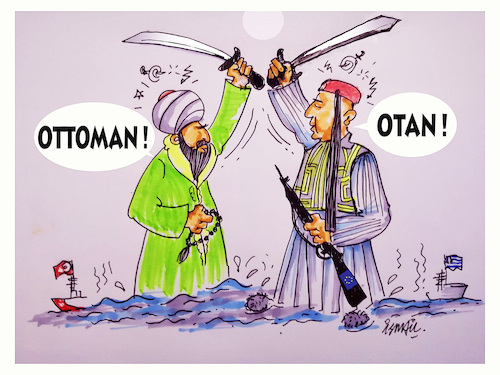 Cartoon: confrontation (medium) by ismail dogan tagged mediterranean
