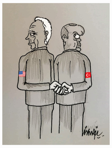 Cartoon: Erdogan Biden meeting (medium) by ismail dogan tagged nato,leaders,summit,2022