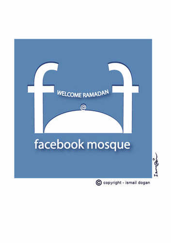 Cartoon: facebook mosque (medium) by ismail dogan tagged facebook