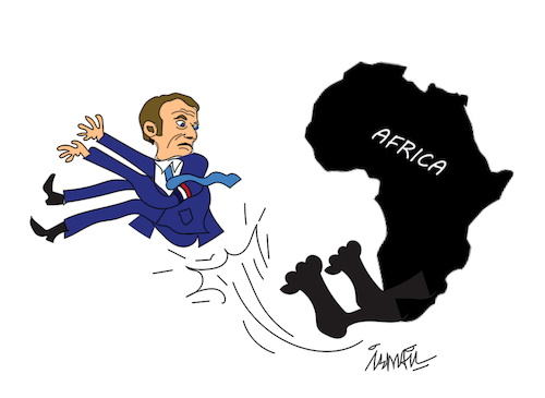Cartoon: Franco-African relationship (medium) by ismail dogan tagged africa,france