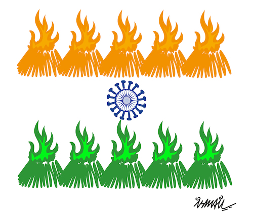 Cartoon: indian covid variant (medium) by ismail dogan tagged indian,covid