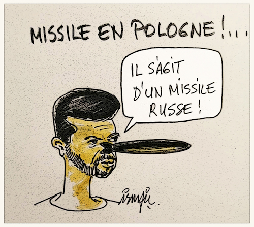 Cartoon: missile to poland (medium) by ismail dogan tagged zelensky