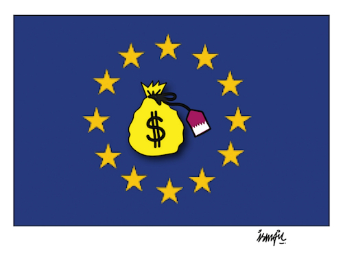 Cartoon: QatarDollar (medium) by ismail dogan tagged european,parliament