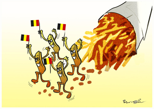 Cartoon: THE REVOLUTION OF BELGIAN FRIES (medium) by ismail dogan tagged belgium
