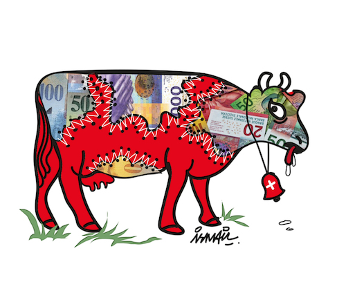 Cartoon: The Swiss cow (medium) by ismail dogan tagged swiss