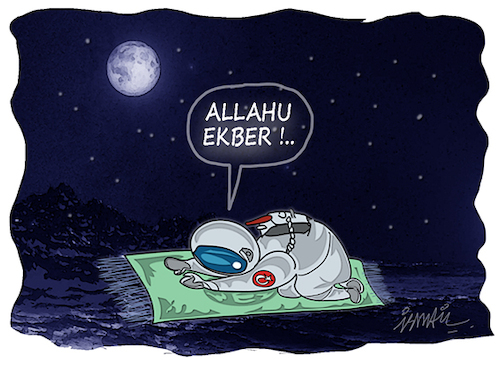 Cartoon: Turkish astronaut (medium) by ismail dogan tagged astronaut