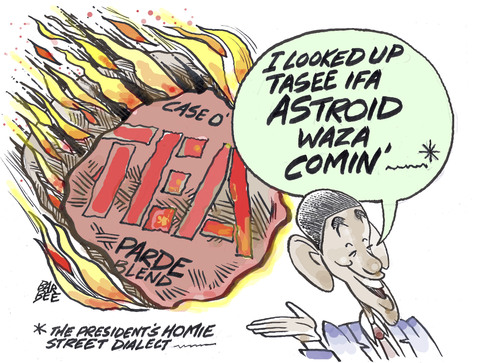 Cartoon: asteroid (medium) by barbeefish tagged obama