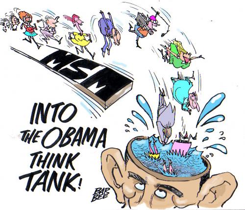 Cartoon: IN THE TANK (medium) by barbeefish tagged obama,think,tank