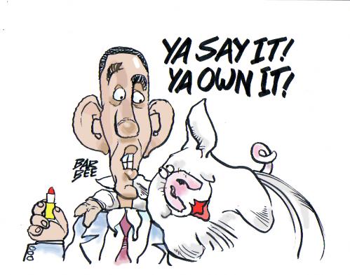 Cartoon: LIP STICK ON A PIG (medium) by barbeefish tagged obama