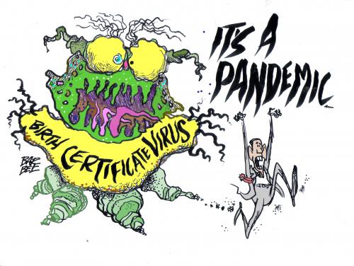 Cartoon: that pesky document bug (medium) by barbeefish tagged obama