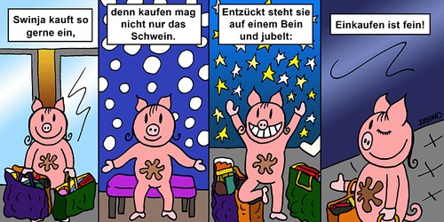 Cartoon: Konsum! (medium) by zguk tagged weihnachtseinkauf,kaufen,consume,swinja,minimells,wolfgang,freund