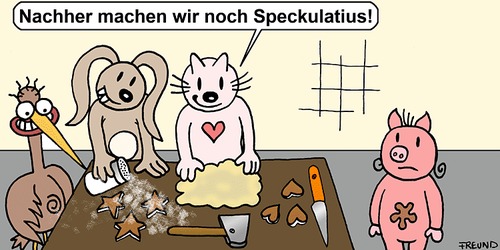 Cartoon: Vorweihnachtsbäckerei (medium) by zguk tagged hund,katze,maus,minimells