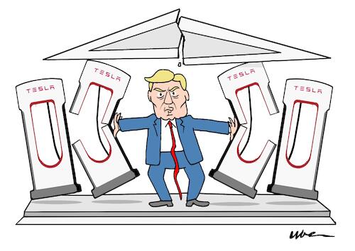 Cartoon: MUOIA LA TESLA (medium) by uber tagged musk,trump,auto,tesla,musk,trump,auto,tesla