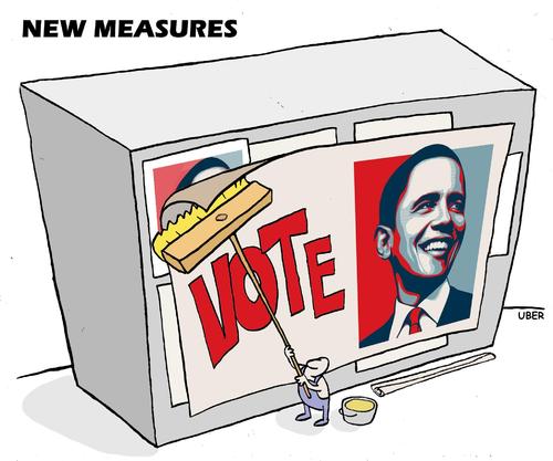 Cartoon: NEW MEASURES (medium) by uber tagged obama,reform,election,barack obama,usa,wahl,wahlen,barack,obama