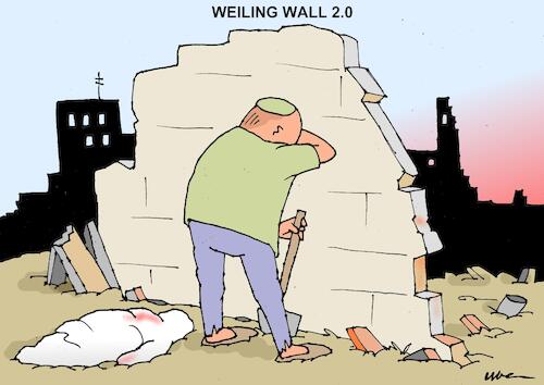 Cartoon: WEILING WALL 2.0 (medium) by uber tagged gaza,israele,gaza,israele