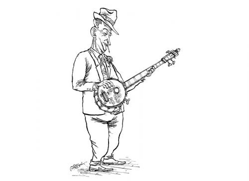 Cartoon: banjo player (medium) by ian david marsden tagged banjo,player,cartoon,marsden,sketch,banjo,spieler