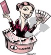 Cartoon: Lady at Reception (small) by ian david marsden tagged lady,reception,receptionist,cash,win,winning,money,prize