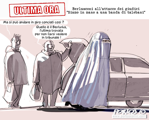 Cartoon: Berlurka (medium) by portos tagged berlusconi,talebani,giudici