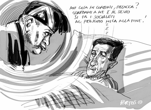 Cartoon: gianfranco fini (medium) by portos tagged fini,berlusconi,mussolini,socialisti