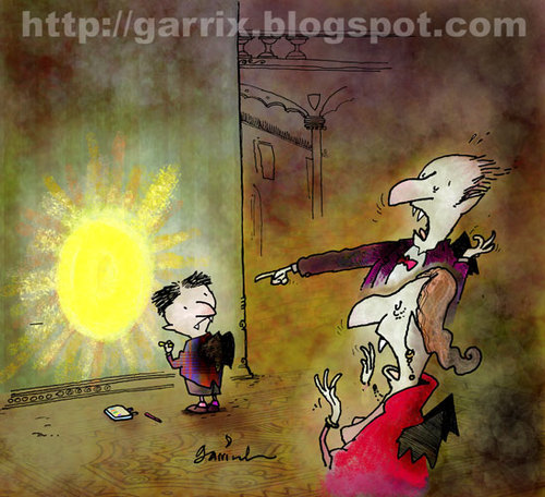 Cartoon: Creativity (medium) by Garrincha tagged gag,cartoon,garrincha,vampires,kids,painting