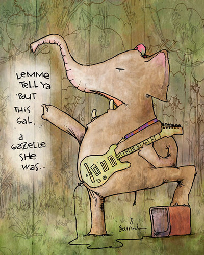 Cartoon: Elephant blues (medium) by Garrincha tagged music