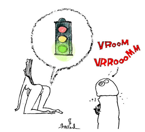 Cartoon: Traffic light (medium) by Garrincha tagged erotic,dickies,love,cars